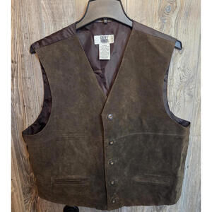 City Streets Brown Suede Leather Vest Size XL Vintage 90’s Prom Formal Western